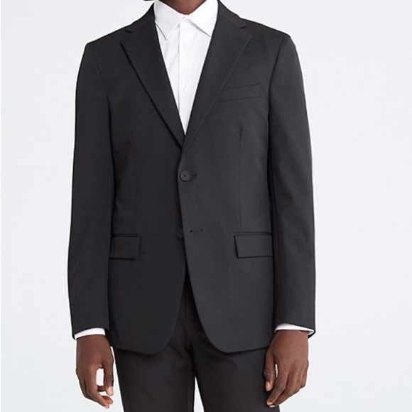 Calvin Klein Black Suit Wool Blend Notched Lapel - Picture 1 of 13